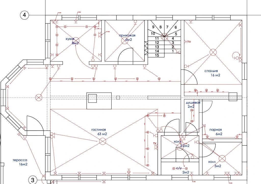 проект электрики и дизайн интерьеров дома 284 м2